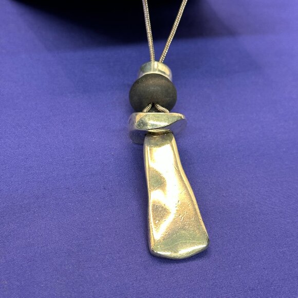 Chico’s Long Modernist Silver-Tone Pendant Necklace - Picture 2 of 11